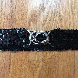 Stretchy Sequin Belt with silver-tone buckle - fits 28-46 inch waist